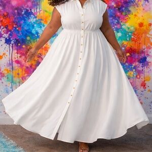 Michael Kors White Button-Down Maxi Dress